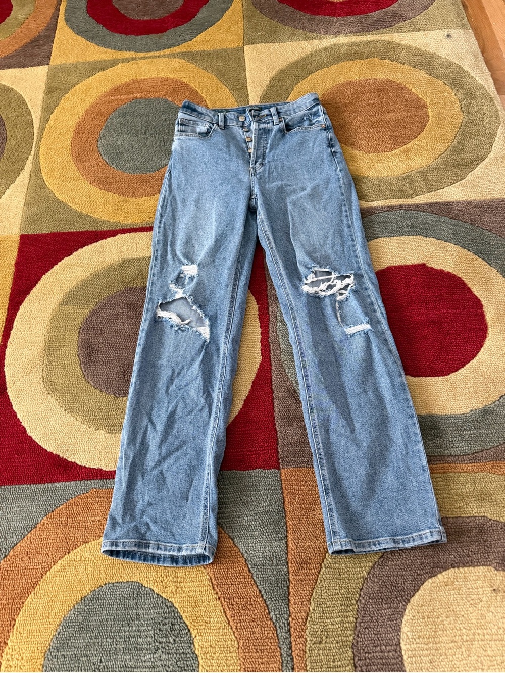 Wild Fable Target Super High Rise Straight Leg Jeans Denim Distressed Size 2